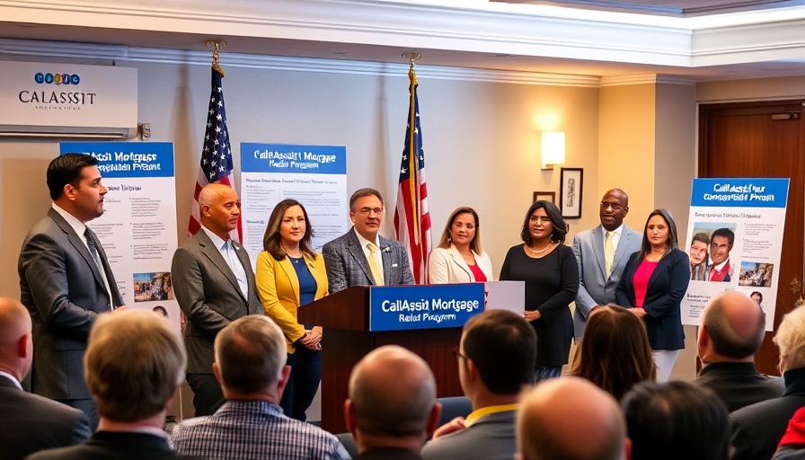 CalAssist Mortgage Relief Program presentation with diverse speakers and informational posters.