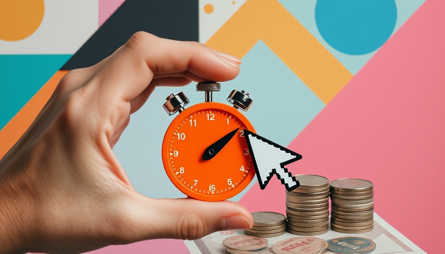Marketing strategies for small businesses collage with timer and coins.