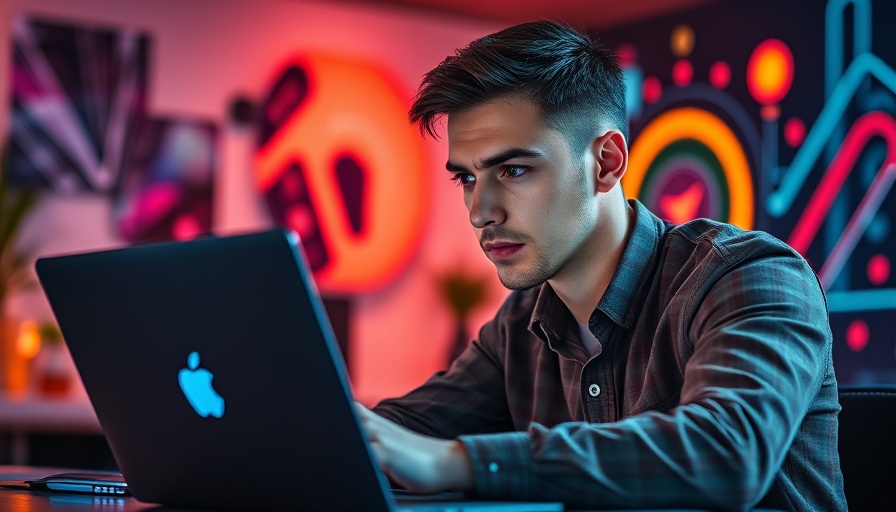 Young professional focused on laptop, marketing strategies for small businesses.