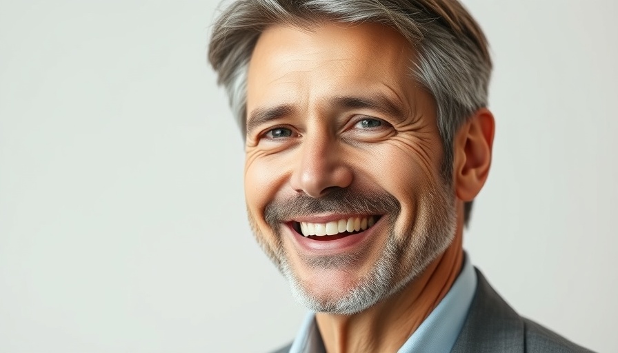 Professional middle-aged man in suit smiling confidently, portrait.
