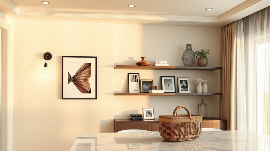 Modern interior with picture light illuminating shelves