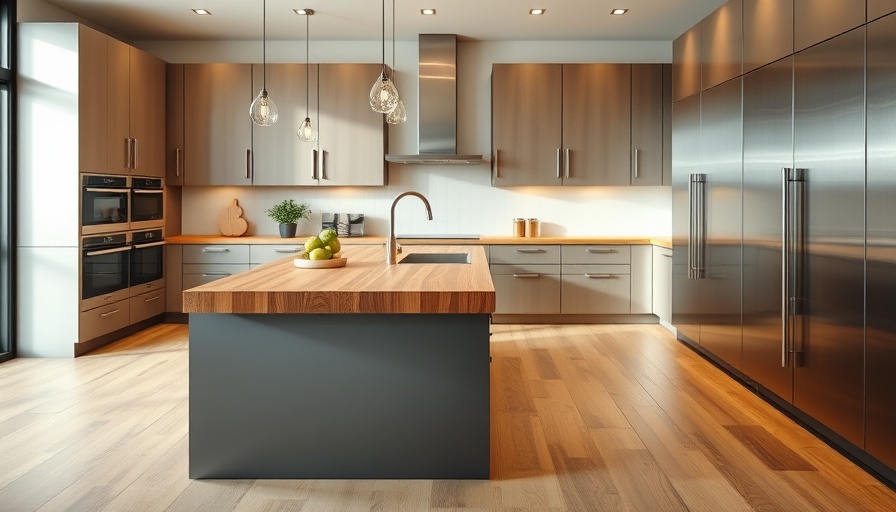 Modern kitchen island with butcher block countertop