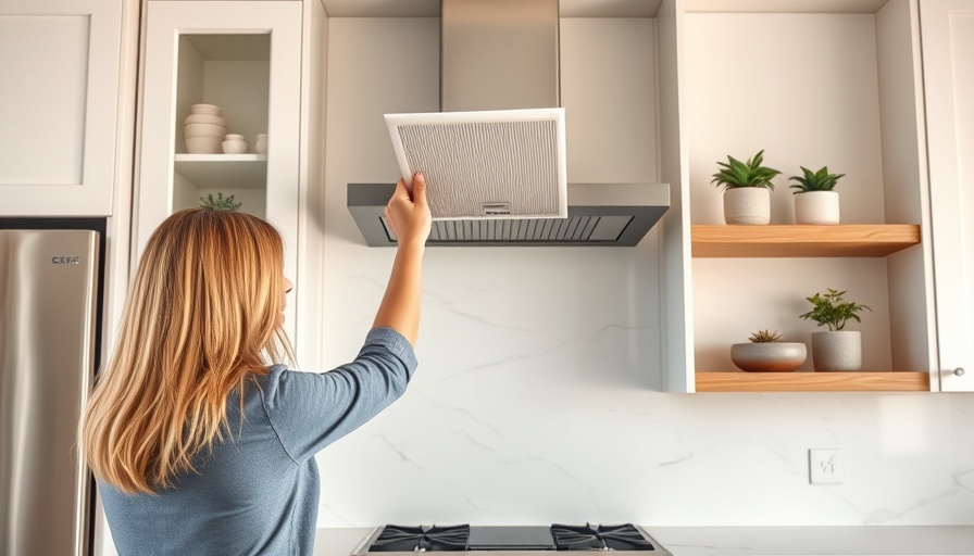 Learning how to clean range hood filter in modern kitchen.
