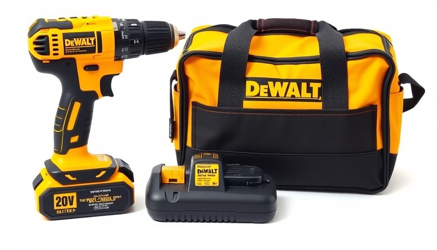 DeWalt tool set with drill and bag showcasing DeWalt deals on tools.