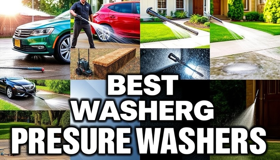 Variety of best pressure washers in a dynamic collage.