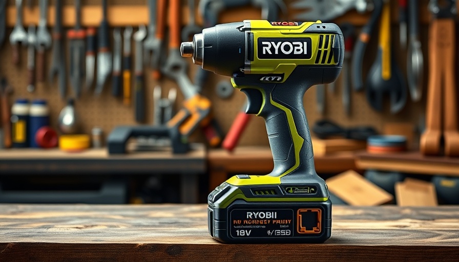 Ryobi 18V One+ HP Brushless Impact Driver in a workshop.