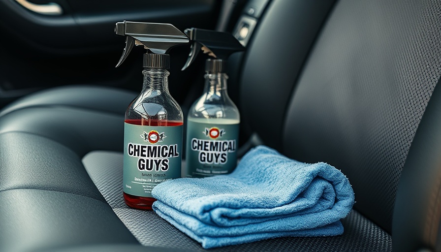 Chemical Guys pet cleaning products on car seat for pet owners.
