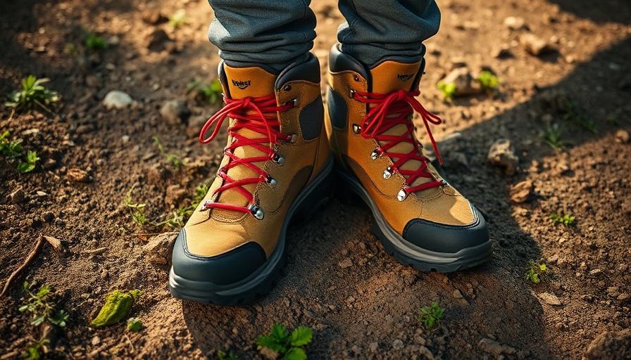 Meindl Comfort Fit Salo Trail Boots on earthy terrain with red laces.