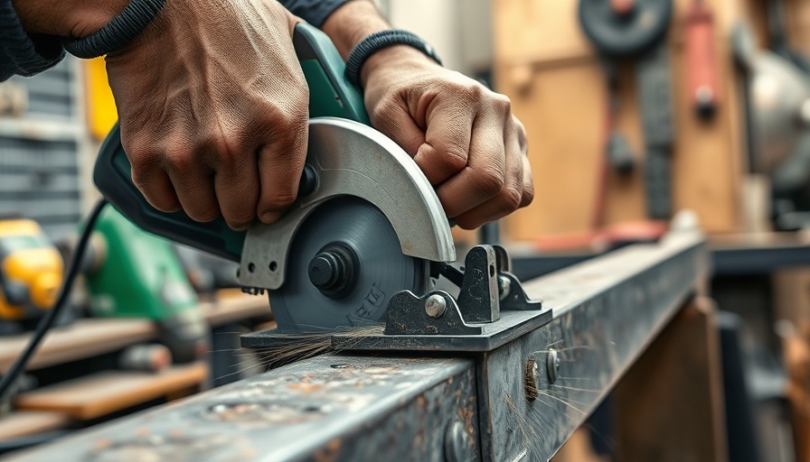 Flex 24V Metal-Cutting Circular Saw in action in workshop.