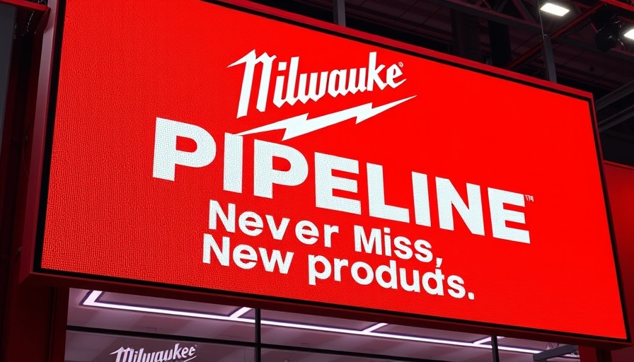 Milwaukee Tools 2025 promotional display with bold branding.
