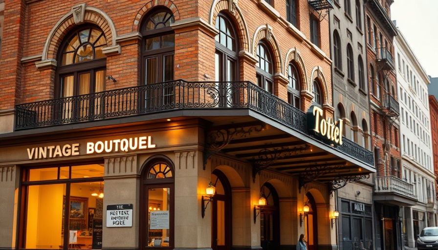 Charming facade of boutique hotel near me with vintage design.