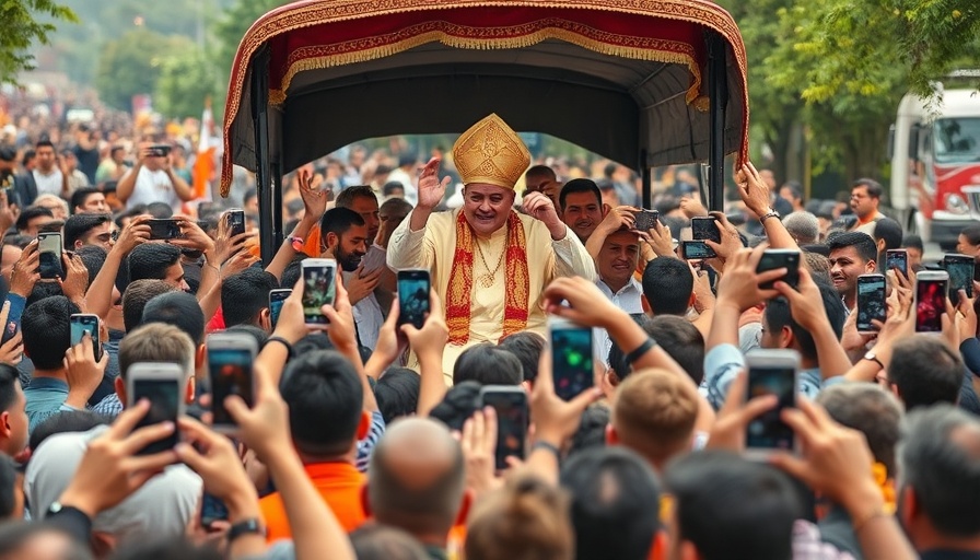 Pope Leo urges support for immigrants amid diverse crowd.