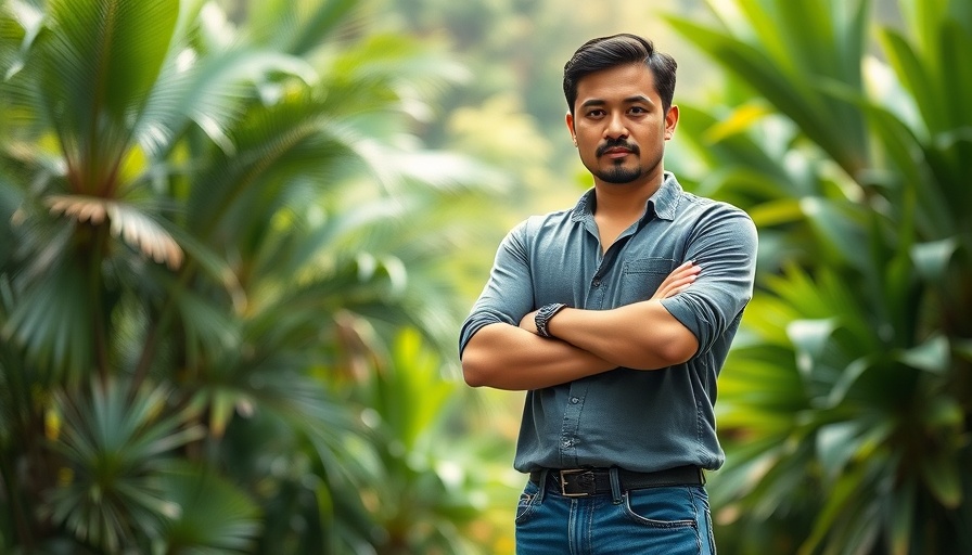 Confident person in garden setting, symbolizing human capital in AI era.