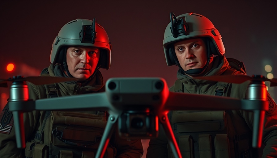 Ukraine drone campaign: soldiers in red lighting with a drone