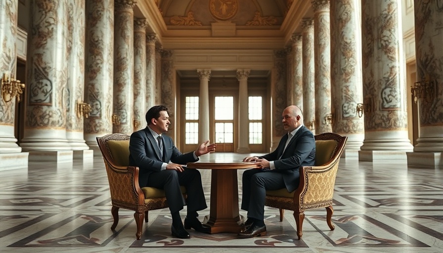 Leaders in discussion on long-range weapons for Ukraine in opulent hall.