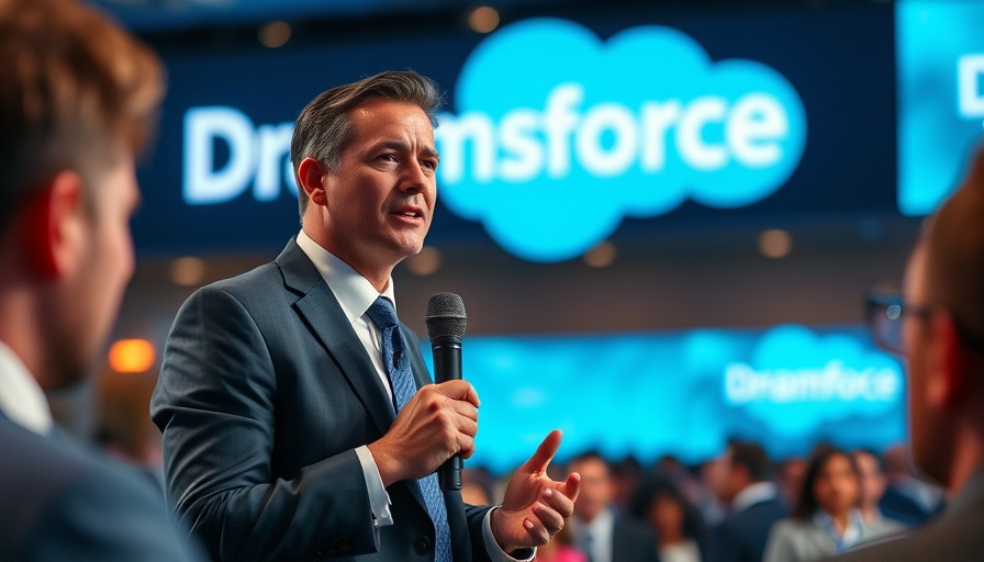 Business professional speaking at Dreamforce conference