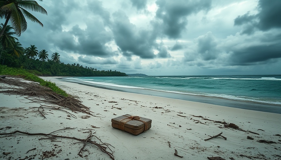 Mysterious package on Caribbean beach with shifting tactics scene.