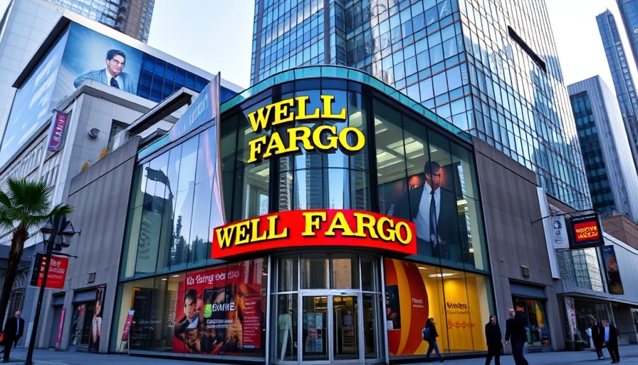 Modern Wells Fargo bank exterior in urban setting.