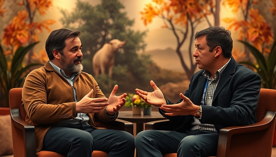Lively discussion indoors with nature backdrop, cinematic photo.