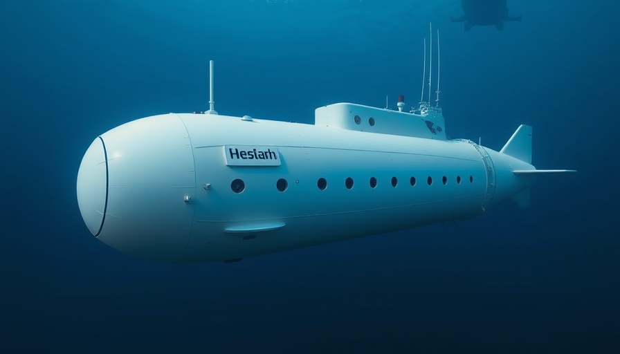 Titan submersible floating in ocean, sleek design with visible cables.
