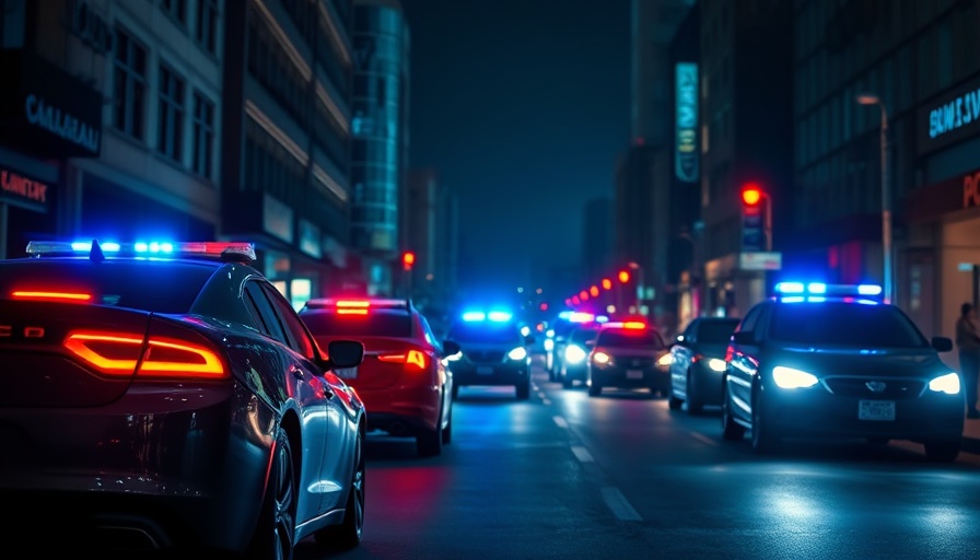 Police cars with flashing lights in San Francisco local news scene.