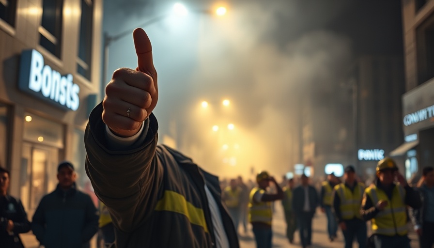 MAGA-style rallies in UK politics at night with lights and people.
