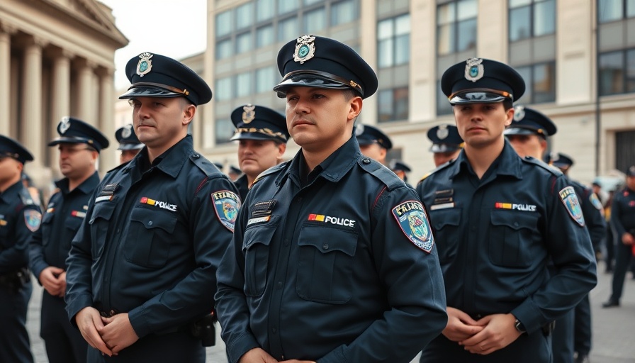 San Francisco police officers standing in front of a vehicle.