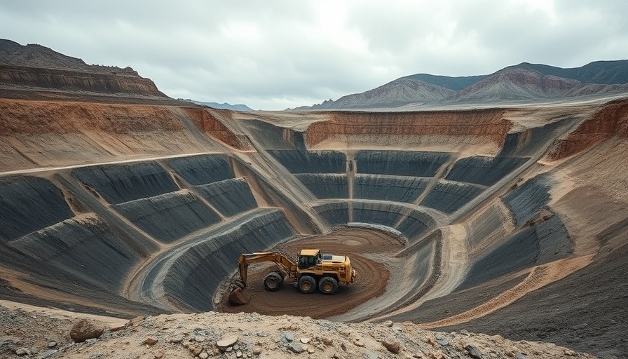 Open-pit mine with excavator in action, relating to Trump Ukraine minerals deal.