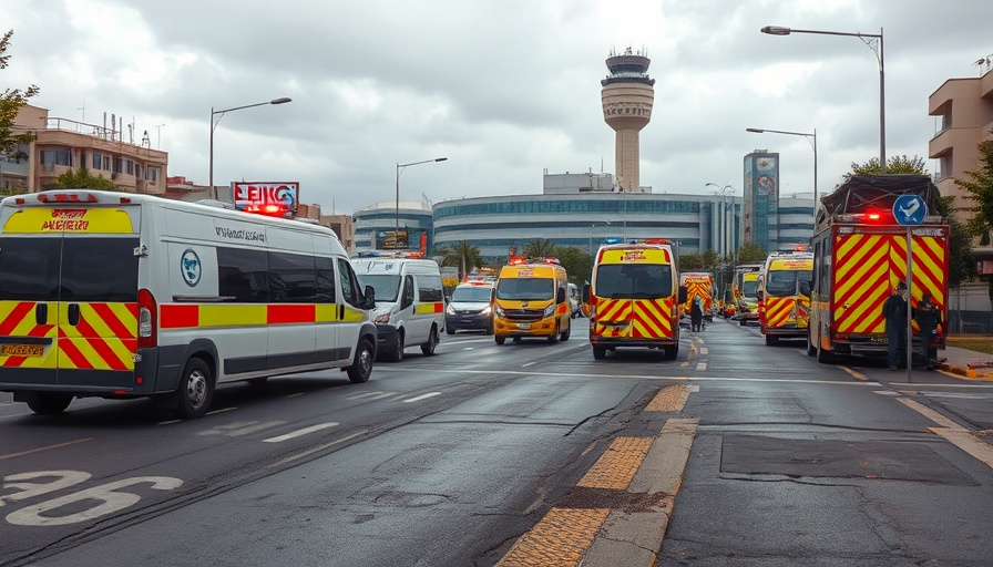 Emergency response scene after Houthi missile attack near Tel Aviv airport.