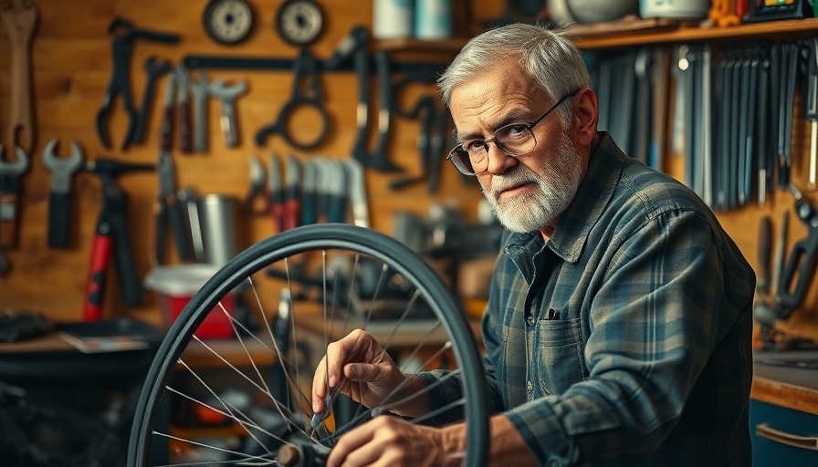 Older man working on a bicycle wheel in San Francisco workshop, San Francisco local news.