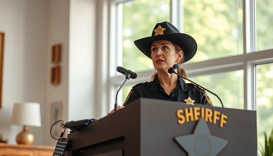 San Mateo County Sheriff speaking at podium in professional setting