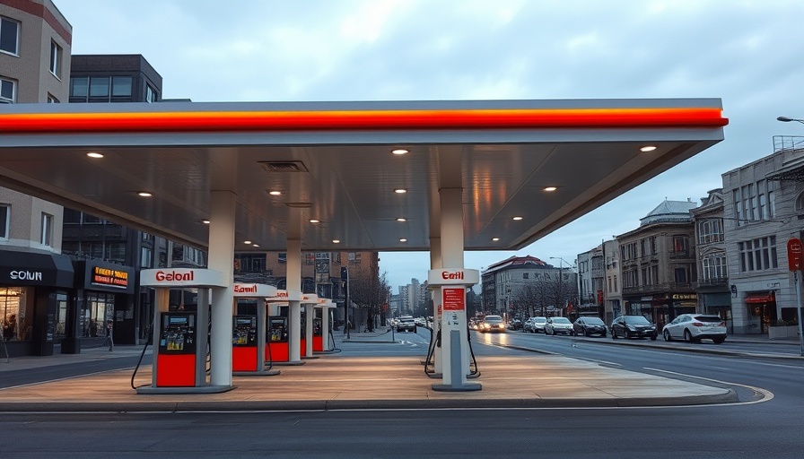 Urban gas station highlighting racial disparities in toxic cleanup times.