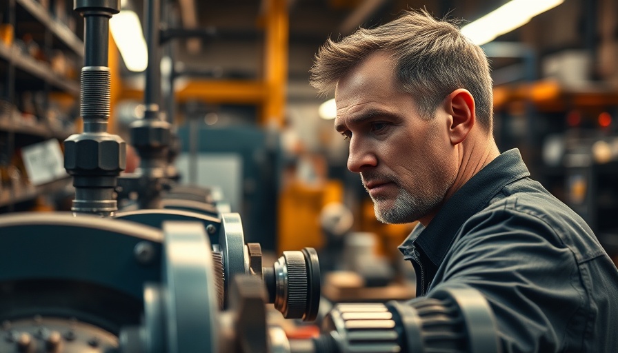 Man in industrial workshop examining tools, related to sf news.