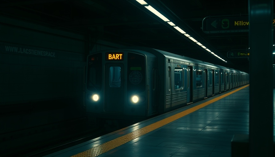 BART train in underground station, highlighting service disruption.