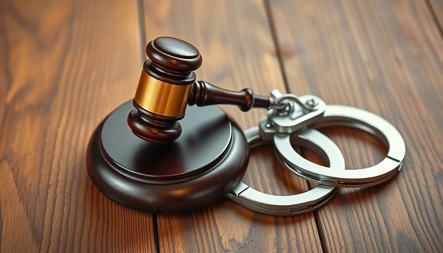 Gavel and handcuffs on wood surface related to sextortion scheme San Jose.