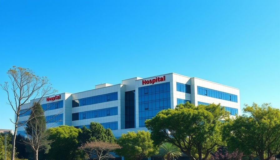 Modern hospital building under blue sky, related to Nurse Sues El Camino Hospital.