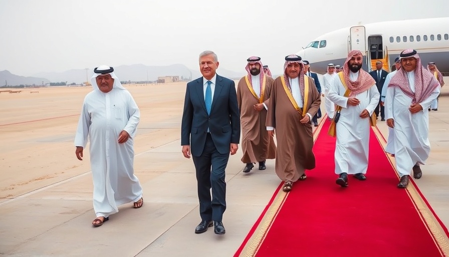 Trump Saudi Arabia investment meeting, dignitaries at airport.