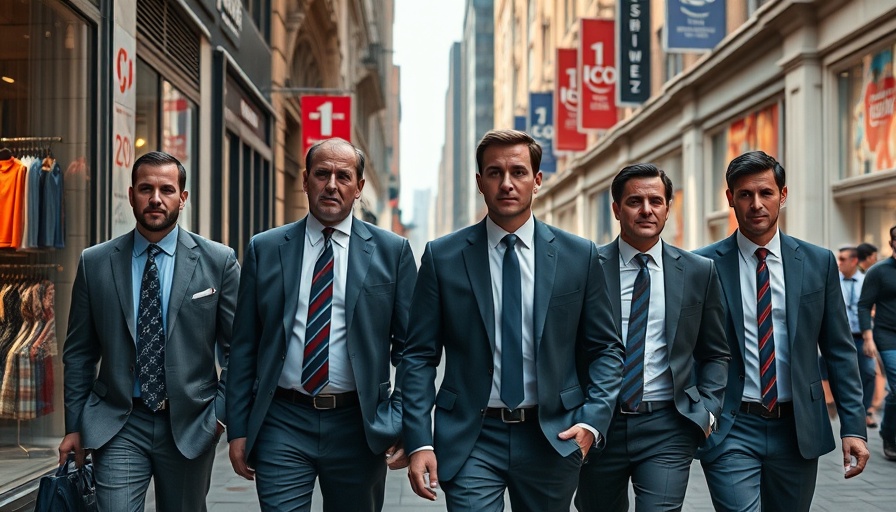 San Francisco local news scene with professionally dressed men walking.