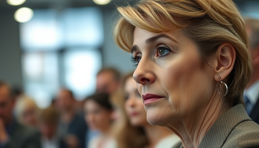President's Daily Brief: Focused woman attentively listening indoors.
