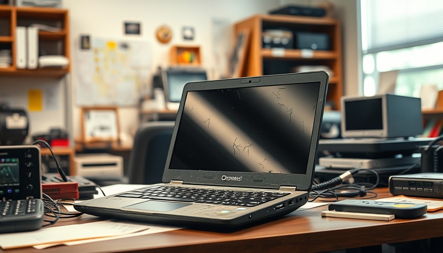Damaged Chromebook on desk, symbolizing 'Chromebook Challenge Social Media Trend'.