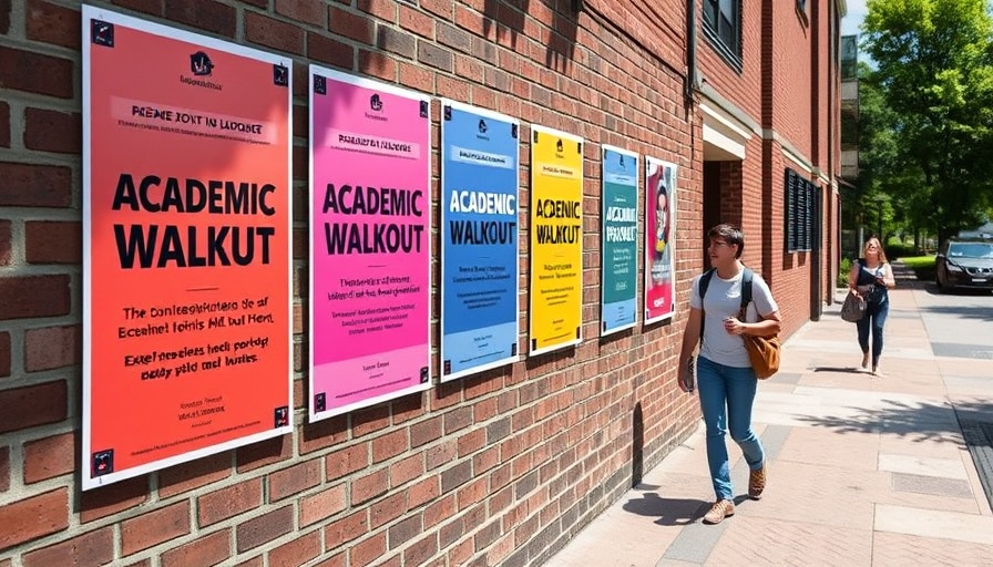 Georgetown academic immigration detention poster, outdoor campus.