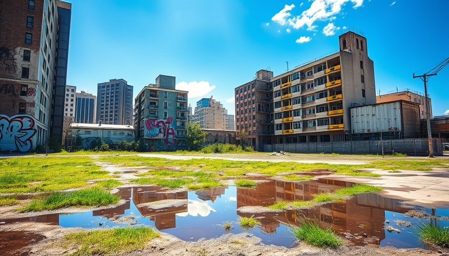 Urban vacant lot and mural on building, SF News.