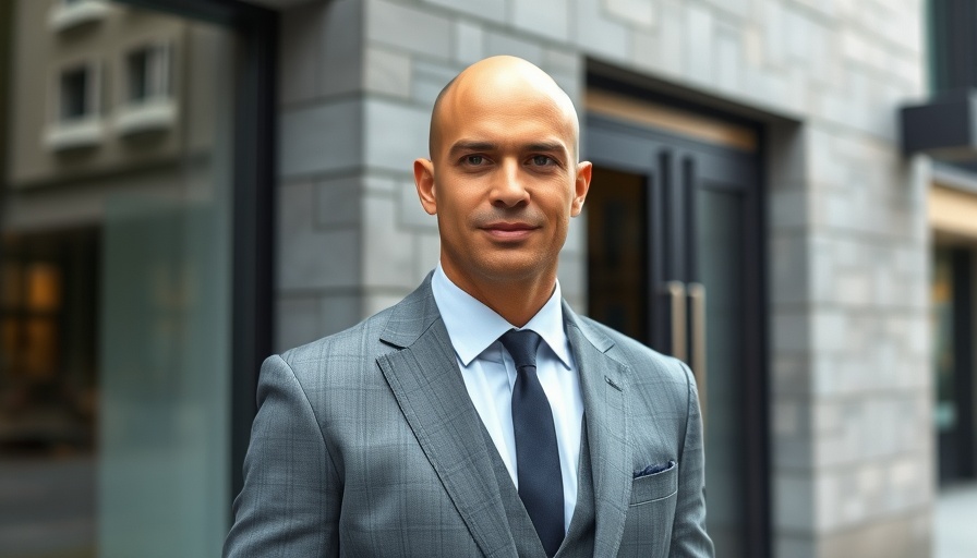 Bald man in suit outside San Francisco building.