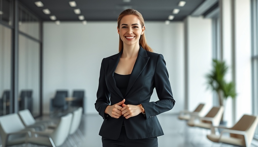 Professional woman smiling confidently in an office, related to Genentech North Carolina investment.