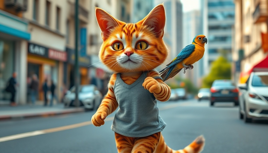 Caturday celebration in San Francisco street art of cat-headed figure.