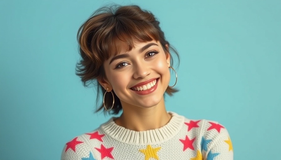 1980s portrait of young woman in star-patterned sweater.