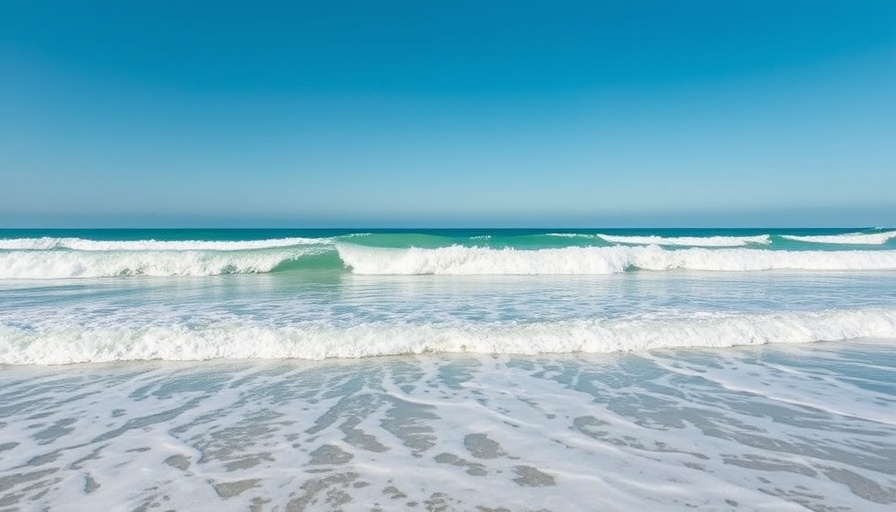 Sweeping view of Ocean Beach with crashing waves.
