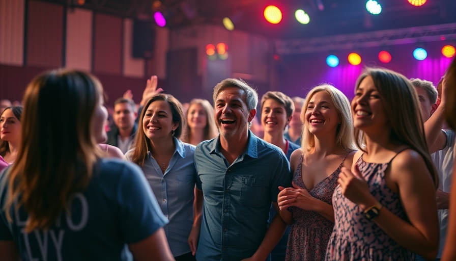 Celebrities and individuals interacting warmly at a public event.