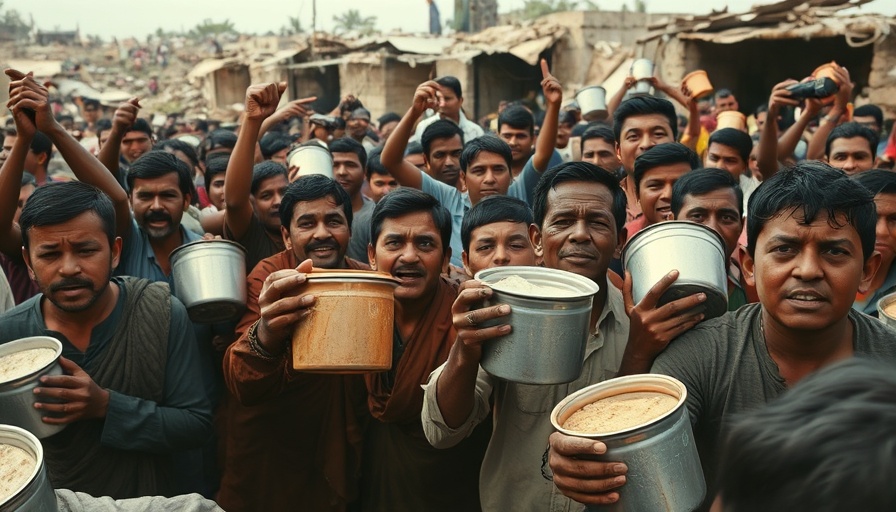 Desperate crowd in Gaza receiving humanitarian aid.