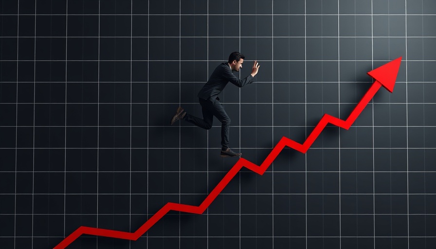 Person climbing a red line graph, symbolizing entry-level tech jobs market trends.